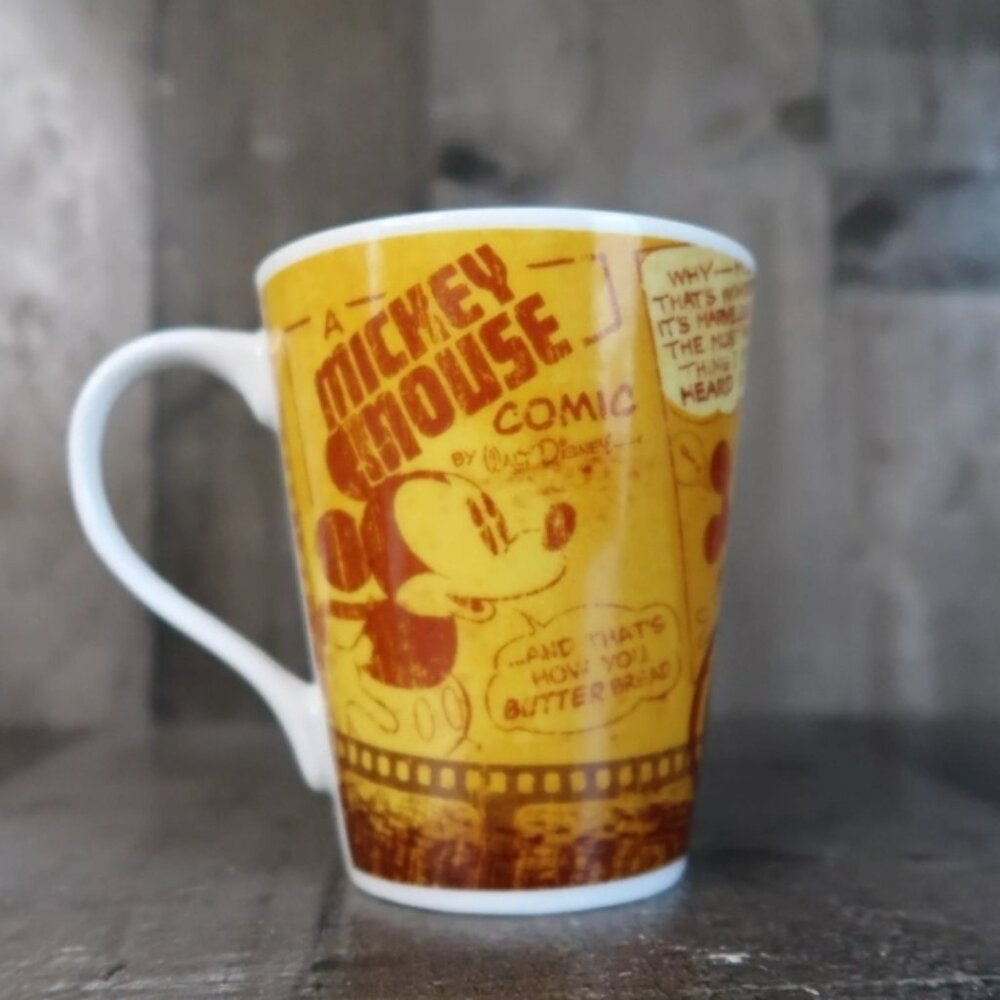 Disney Jerry Leigh Mickey Mouse Newsprint Ceramic Coffee Mug Cup